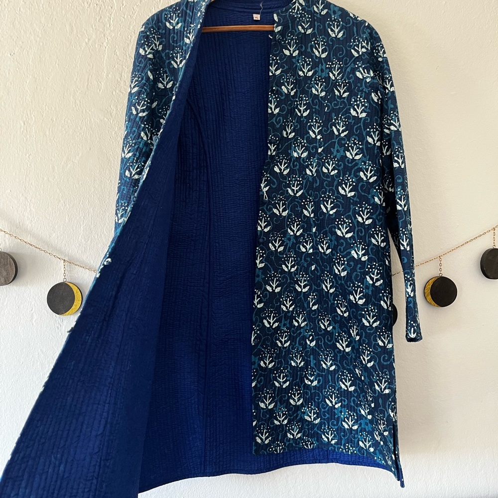 Blue Floral Kantha Jacket